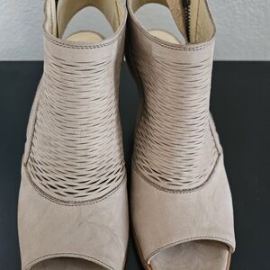 Paul Green Taupe Peep-Toe Heeled Boots